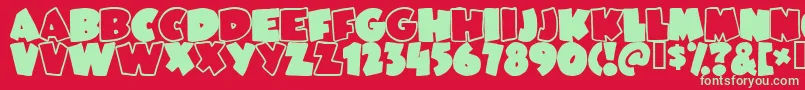 JUNEBUG-Schriftart – Grüne Schriften auf rotem Hintergrund
