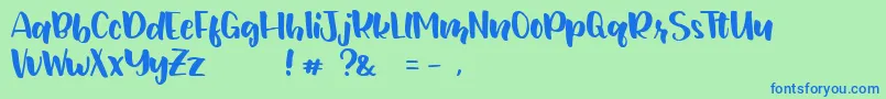 JunetteDEMO Regular Font – Blue Fonts on Green Background