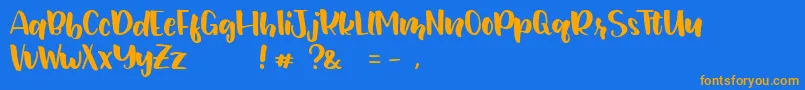 JunetteDEMO Regular-Schriftart – Orangefarbene Schriften auf blauem Hintergrund
