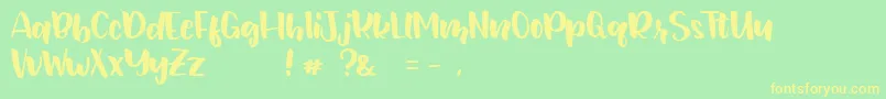 JunetteDEMO Regular-fontti – keltaiset fontit vihreällä taustalla