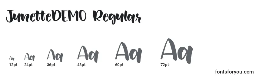 JunetteDEMO Regular Font Sizes