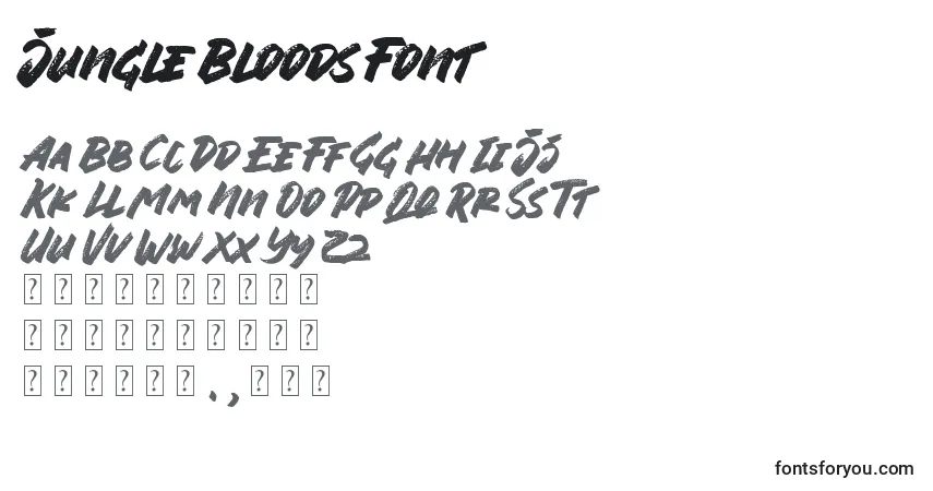 Шрифт Jungle Bloods Font – алфавит, цифры, специальные символы
