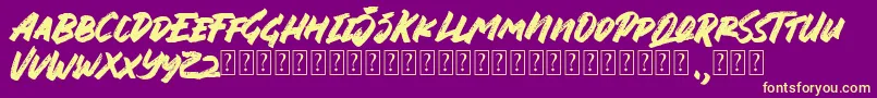 Lisätietoja Jungle Bloods Font-fontista Jungle Bloods Font-fontti – keltaiset fontit violetilla taustalla