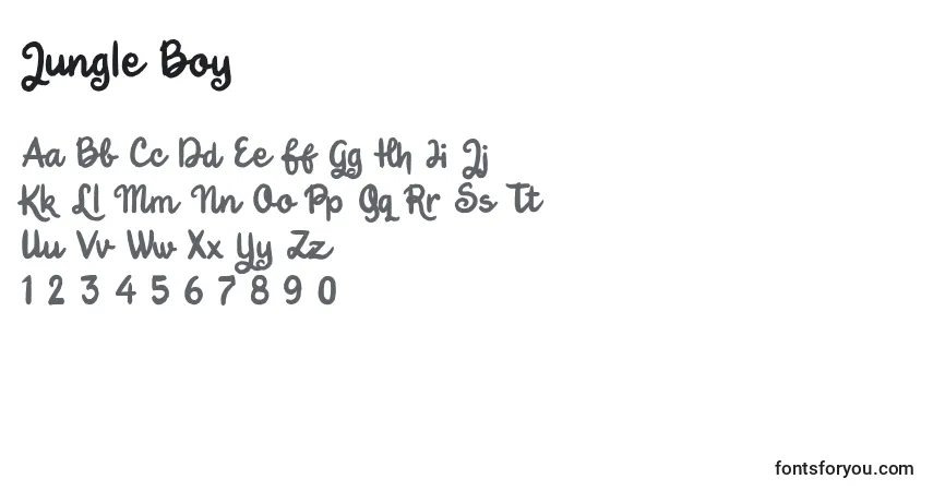 Czcionka Jungle Boy – alfabet, cyfry, specjalne znaki