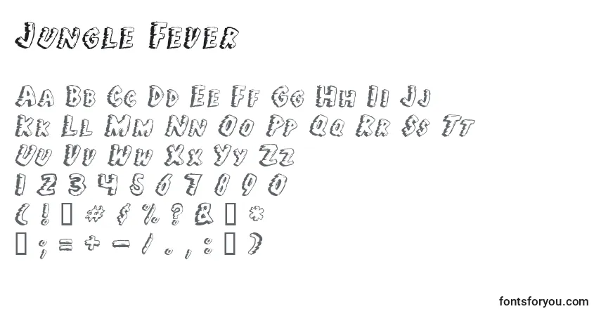 Schriftart Jungle Fever (131229) – Alphabet, Zahlen, spezielle Symbole