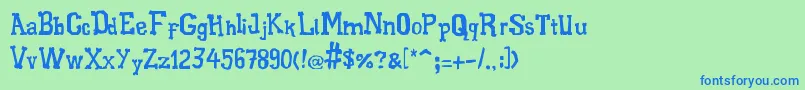 フォントXiloGaldino – 青い文字は緑の背景です。