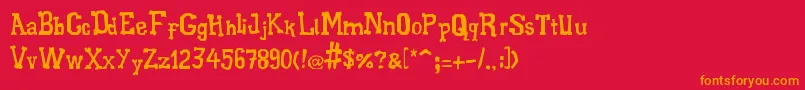 フォントXiloGaldino – 赤い背景にオレンジの文字