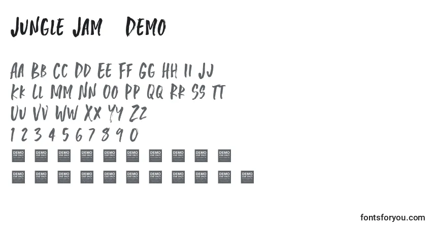 Schriftart Jungle Jam   Demo – Alphabet, Zahlen, spezielle Symbole
