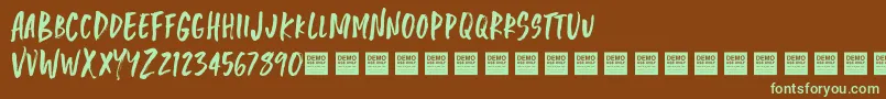 フォントJungle Jam   Demo – 緑色の文字が茶色の背景にあります。