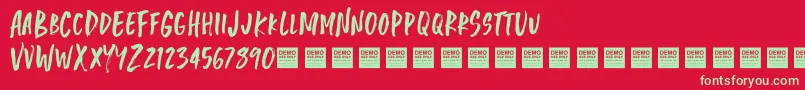 Fonte Jungle Jam   Demo – fontes verdes em um fundo vermelho