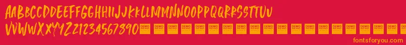 Fonte Jungle Jam   Demo – fontes laranjas em um fundo vermelho