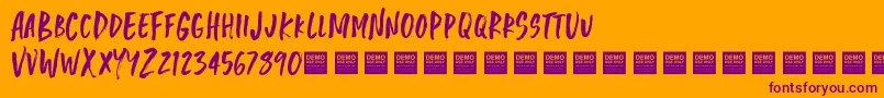 Jungle Jam   Demo-Schriftart – Violette Schriften auf orangefarbenem Hintergrund