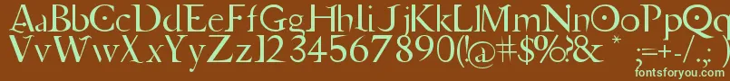 フォントJupiter Ascending   Font – 緑色の文字が茶色の背景にあります。