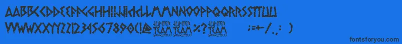 jupiter team-fontti – mustat fontit sinisellä taustalla