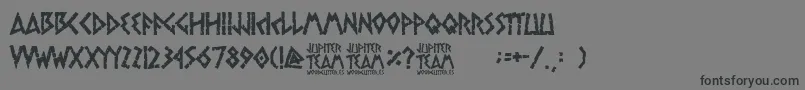 jupiter team-fontti – mustat fontit harmaalla taustalla