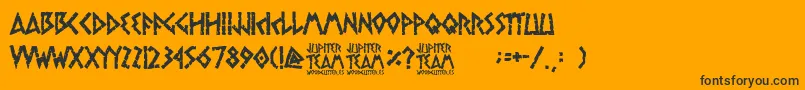 フォントjupiter team – 黒い文字のオレンジの背景