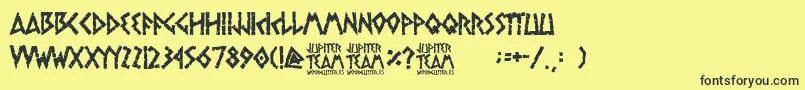 jupiter team-Schriftart – Schwarze Schriften auf gelbem Hintergrund