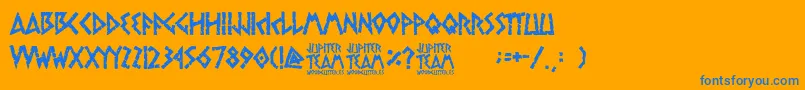 Fonte jupiter team – fontes azuis em um fundo laranja