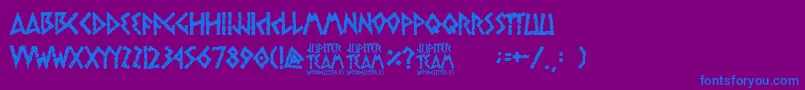jupiter team-fontti – siniset fontit violetilla taustalla