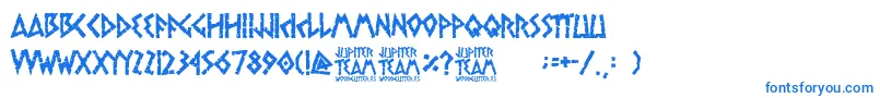 フォントjupiter team – 白い背景に青い文字