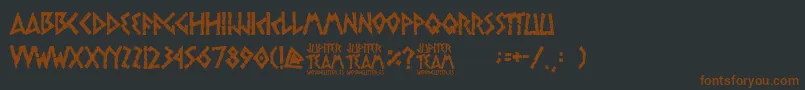 jupiter team-fontti – ruskeat fontit mustalla taustalla