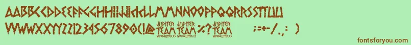 フォントjupiter team – 緑の背景に茶色のフォント