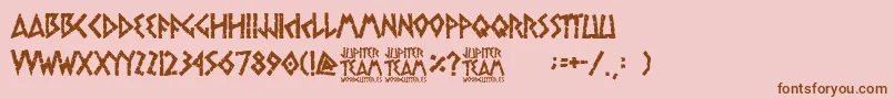 jupiter team-Schriftart – Braune Schriften auf rosa Hintergrund