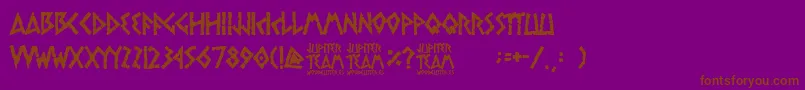 フォントjupiter team – 紫色の背景に茶色のフォント