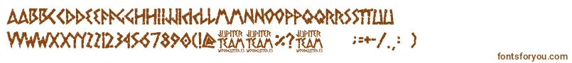 フォントjupiter team – 白い背景に茶色のフォント