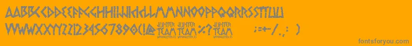 jupiter team-Schriftart – Graue Schriften auf orangefarbenem Hintergrund