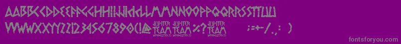 jupiter team-fontti – harmaat kirjasimet violetilla taustalla