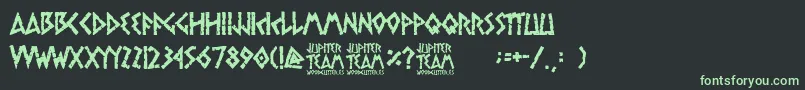 jupiter team-Schriftart – Grüne Schriften auf schwarzem Hintergrund