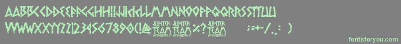 フォントjupiter team – 灰色の背景に緑のフォント