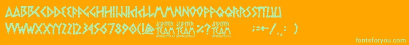 jupiter team-fontti – vihreät fontit oranssilla taustalla