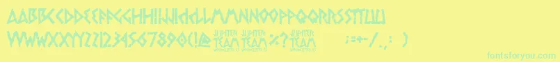 jupiter team-fontti – vihreät fontit keltaisella taustalla