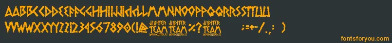フォントjupiter team – 黒い背景にオレンジの文字