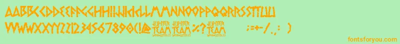 Czcionka jupiter team – pomarańczowe czcionki na zielonym tle