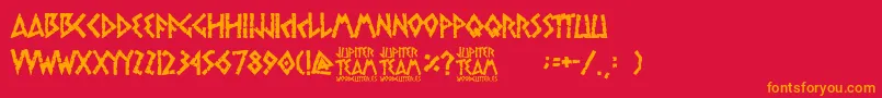 jupiter team-fontti – oranssit fontit punaisella taustalla