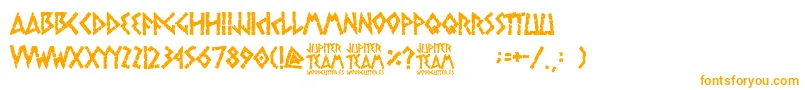 jupiter team-fontti – oranssit fontit valkoisella taustalla