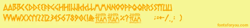 jupiter team-fontti – oranssit fontit keltaisella taustalla