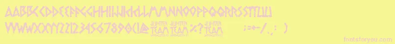 jupiter team-Schriftart – Rosa Schriften auf gelbem Hintergrund