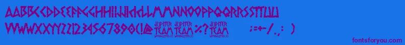 Шрифт jupiter team – фиолетовые шрифты на синем фоне