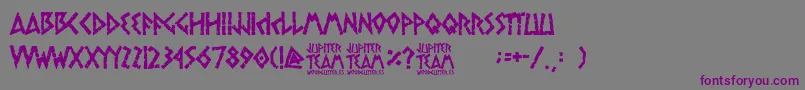 フォントjupiter team – 紫色のフォント、灰色の背景