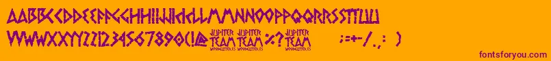 フォントjupiter team – オレンジの背景に紫のフォント