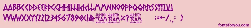 jupiter team-fontti – violetit fontit vaaleanpunaisella taustalla
