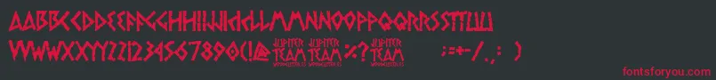 jupiter team-fontti – punaiset fontit mustalla taustalla