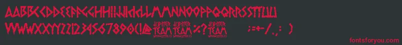 jupiter team Font – Red Fonts on Black Background