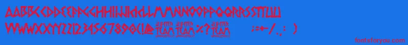 フォントjupiter team – 赤い文字の青い背景
