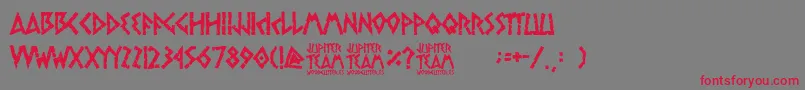 フォントjupiter team – 赤い文字の灰色の背景