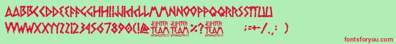jupiter team-fontti – punaiset fontit vihreällä taustalla